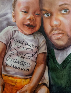 Custom Hand-Painted Memorial Watercolor Portrait
