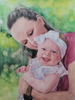 Custom Hand-Painted Memorial Watercolor Portrait