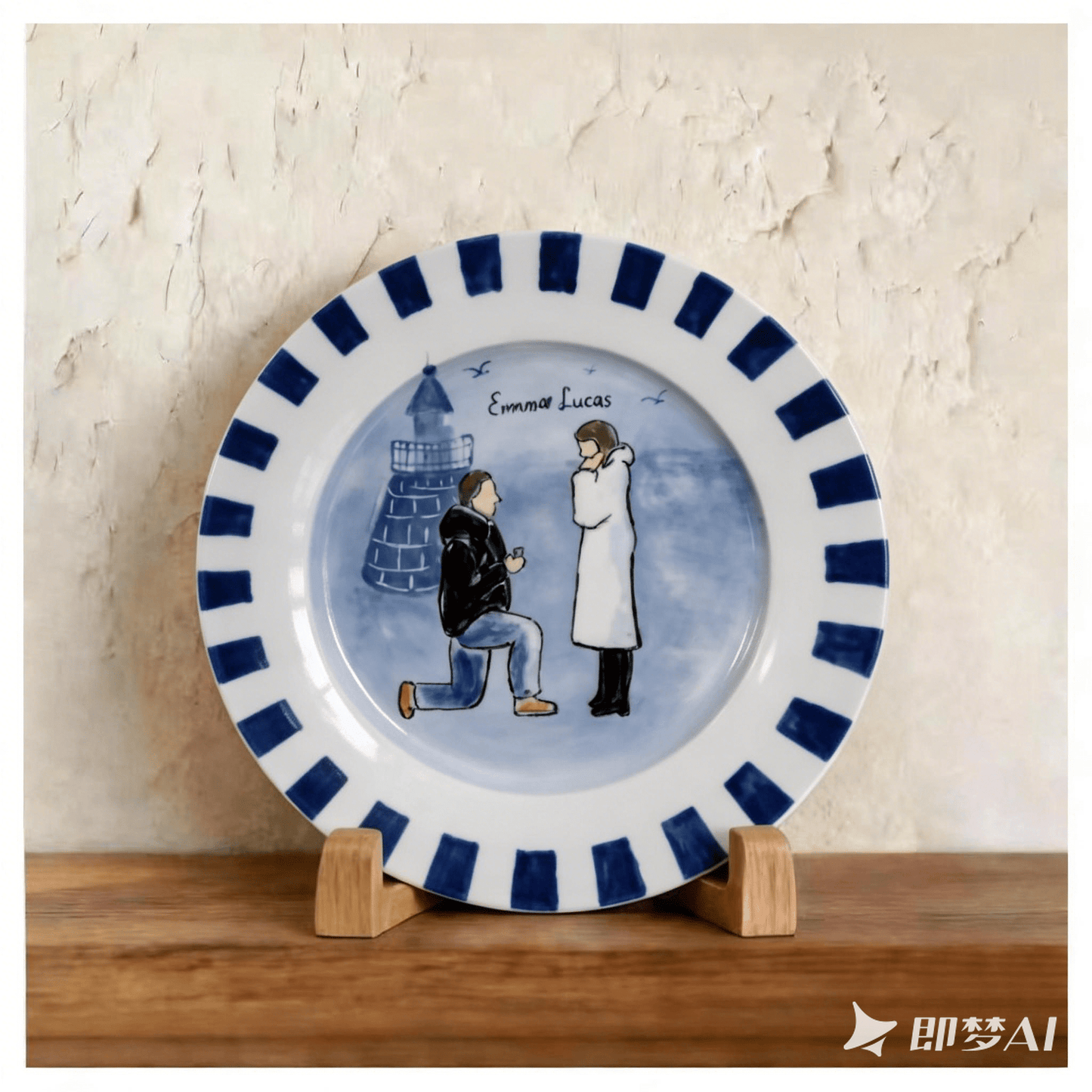 Personalized Hand Painted Wedding Plate & Ring Dish Set - Watercolor Art by PaintMySoul