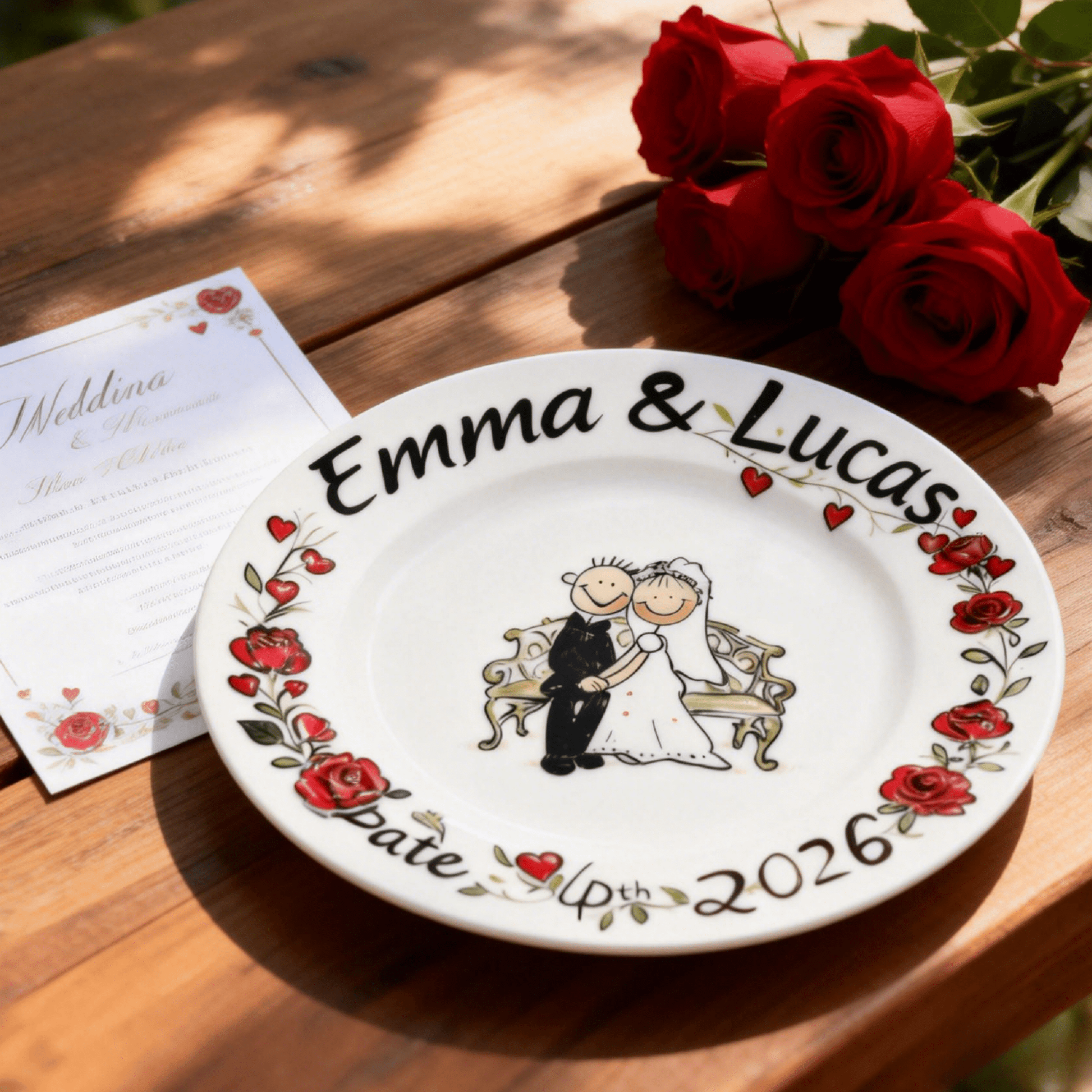 Personalized Hand Painted Wedding Plate & Ring Dish Set - Watercolor Art by PaintMySoul