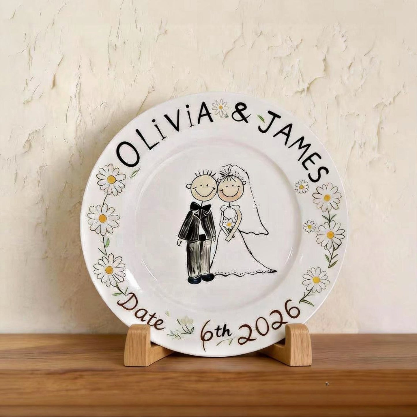Personalized Hand Painted Wedding Plate & Ring Dish Set - Watercolor Art by PaintMySoul