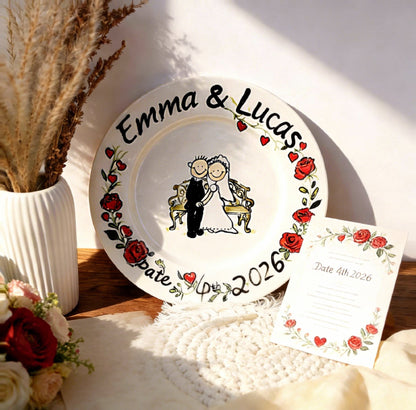 Personalized Hand Painted Wedding Plate & Ring Dish Set - Watercolor Art by PaintMySoul