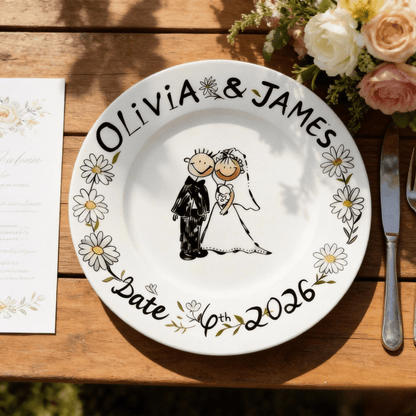 Personalized Hand Painted Wedding Plate & Ring Dish Set - Watercolor Art by PaintMySoul