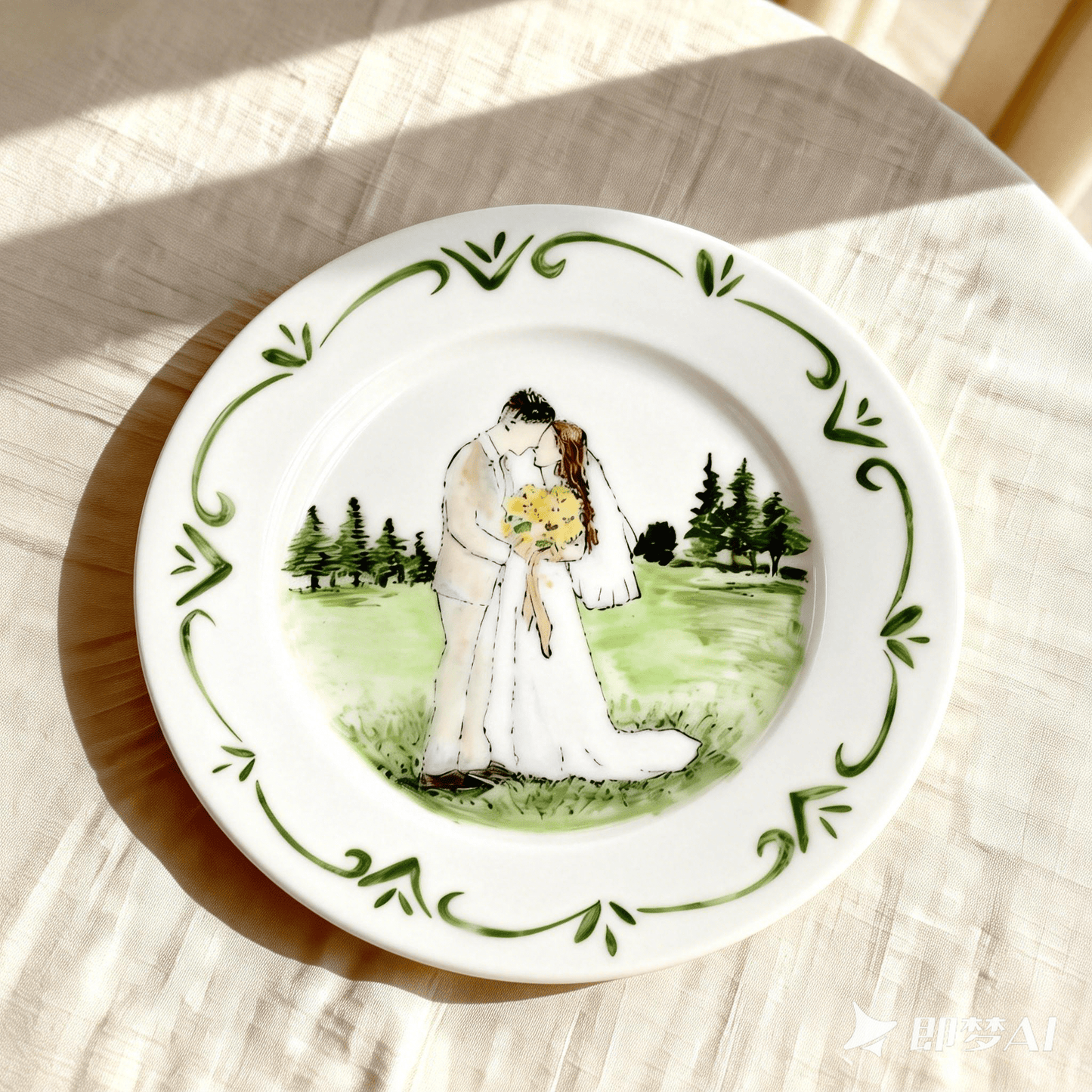 Personalized Hand Painted Wedding Plate & Ring Dish Set - Watercolor Art by PaintMySoul