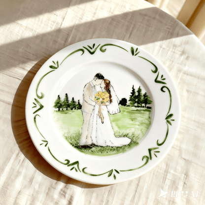Personalized Hand Painted Wedding Plate & Ring Dish Set - Watercolor Art by PaintMySoul