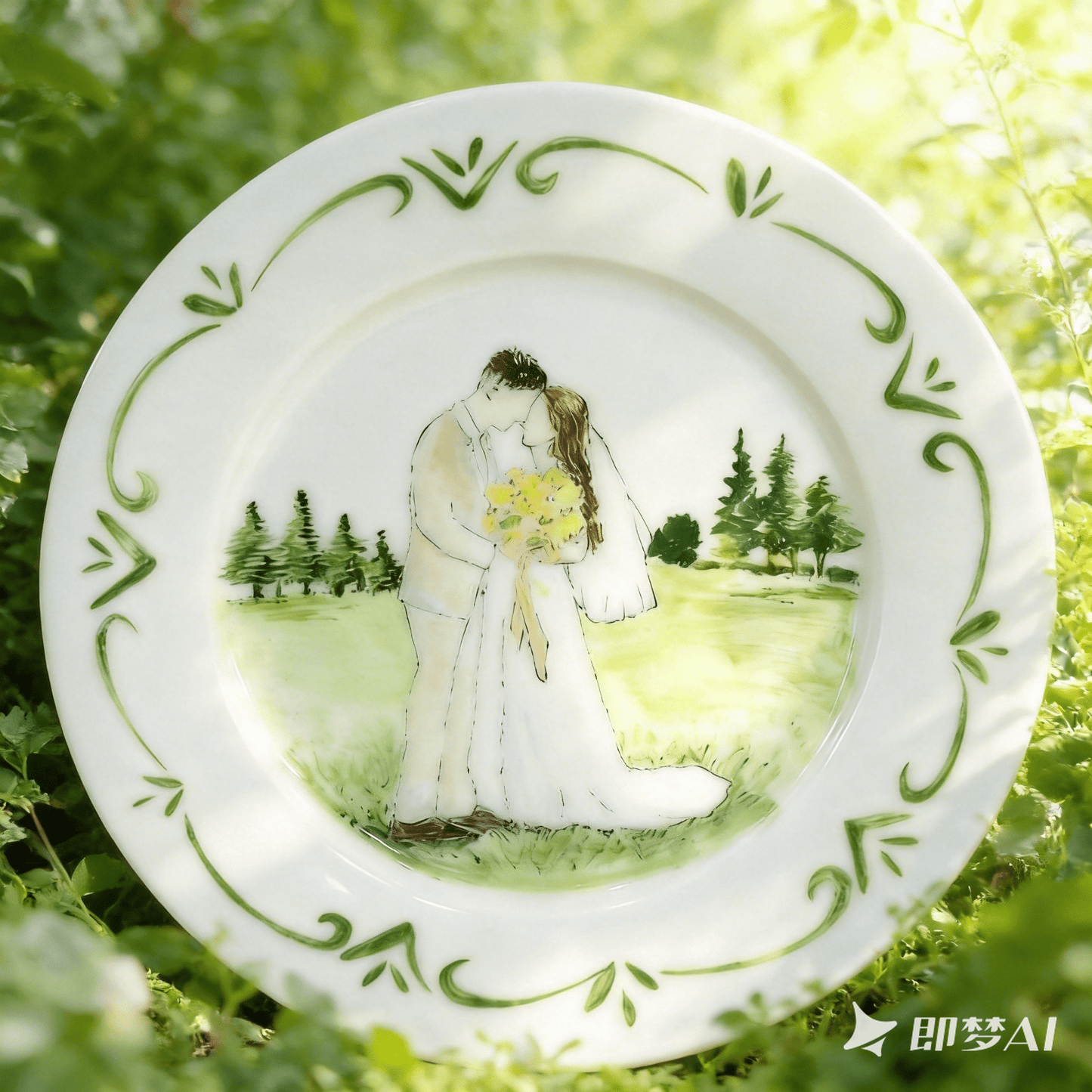 Personalized Hand Painted Wedding Plate & Ring Dish Set - Watercolor Art by PaintMySoul