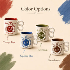 Personalized Initial Mug,Underglaze Ceramic Couple Gift - Watercolor Art by PaintMySoul