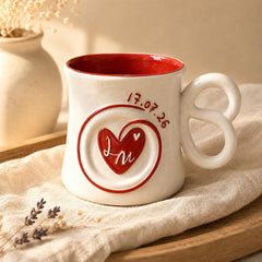 Personalized Initial Mug,Underglaze Ceramic Couple Gift - Watercolor Art by PaintMySoul