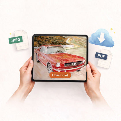 Car watercolor Digital File (Email Delivery) option