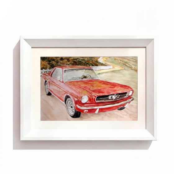 Car watercolor White Frame option