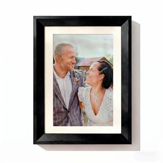 Couple watercolor Black Frame option