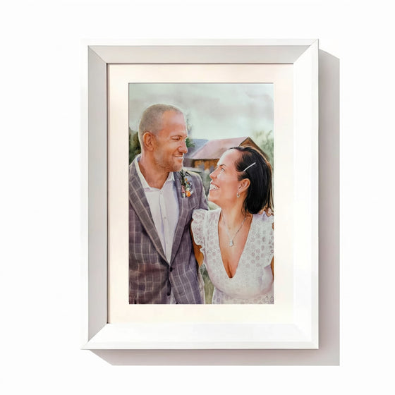 Couple watercolor White Frame option