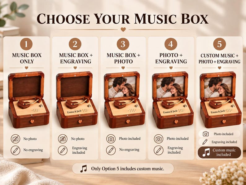 Personalized wooden photo music box – product photo 14