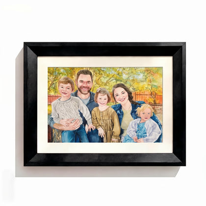 Family watercolor Black Frame option