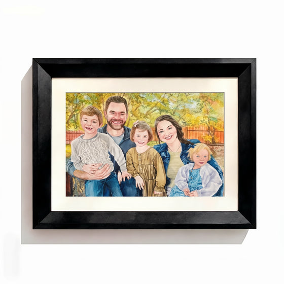 Family watercolor Black Frame option