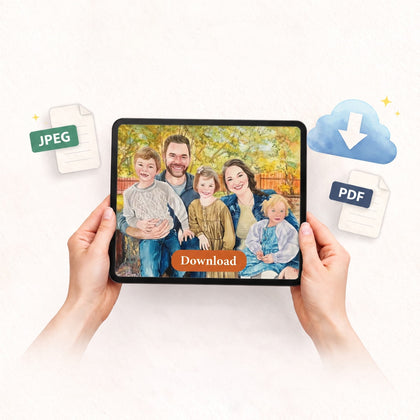 Family watercolor Digital File (Email Delivery) option