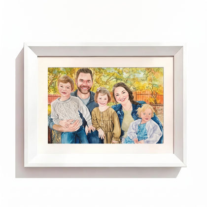 Family watercolor White Frame option