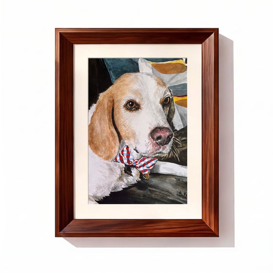 Pet watercolor Dark Wood Frame option