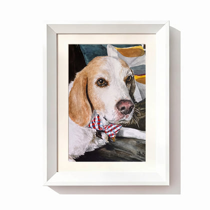 Pet watercolor White Frame option