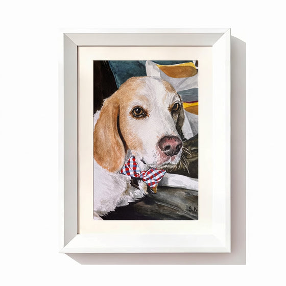 Pet watercolor White Frame option
