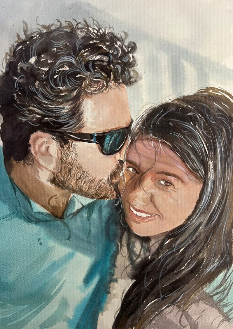 Couple Watercolor Portrait · Artwork #007