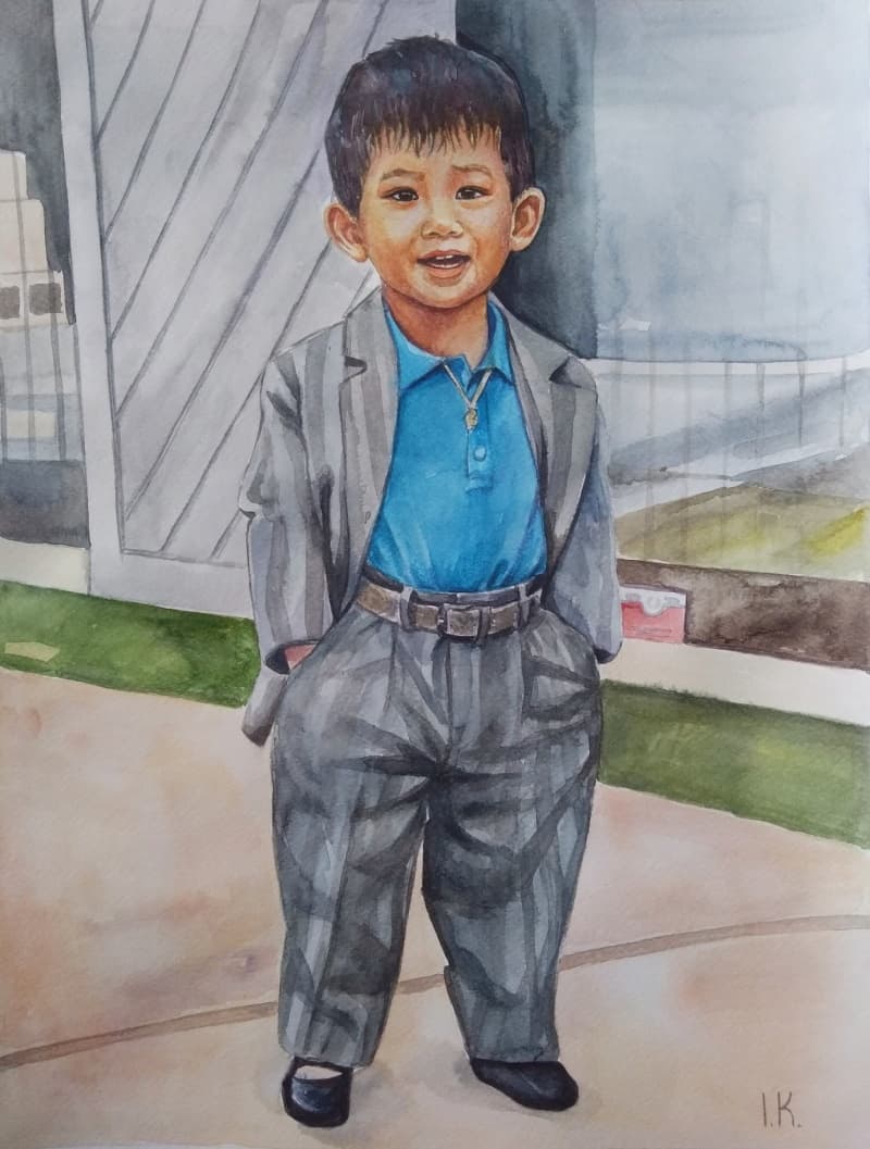Family Watercolor Portrait · Artwork #018