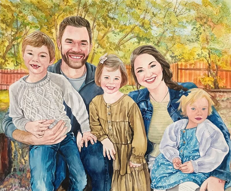 Family Watercolor Portrait · Artwork #058