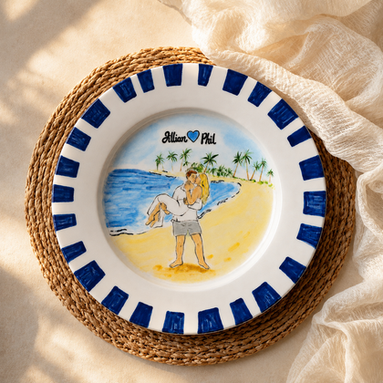 Blue Striped Style wedding plate