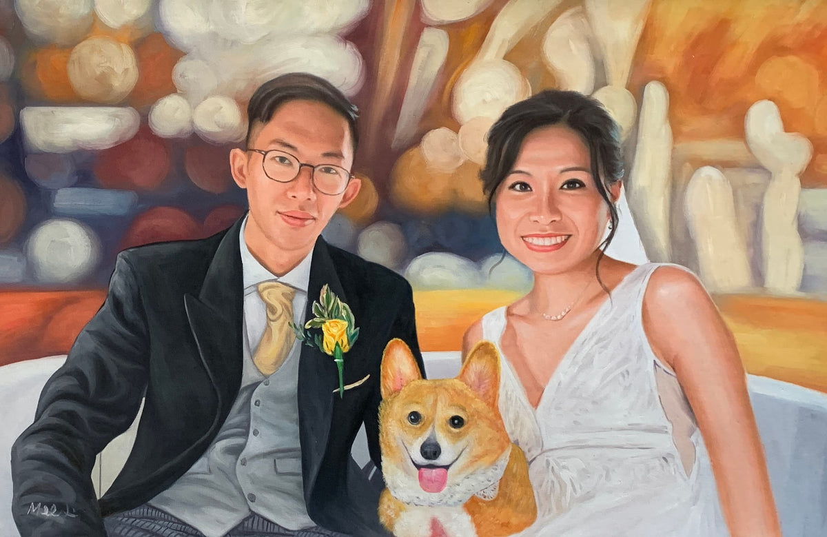 情侣画像 - painted artwork - oil/acrylic style - 3