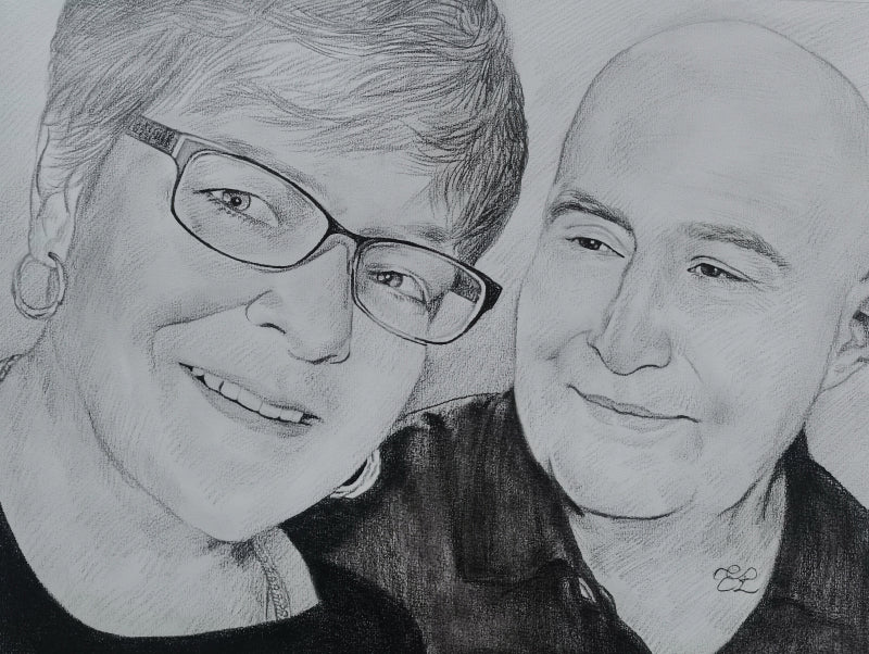 情侣画像 - graphite pencil drawing - 3