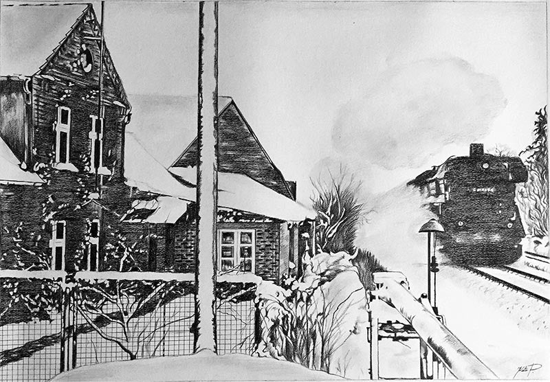 Landscape portrait - graphite pencil drawing - 2
