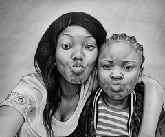 父母与孩子 - graphite pencil drawing - 2