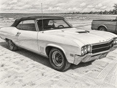 Graphite pencil drawing - car portrait