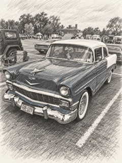Graphite pencil drawing - car portrait