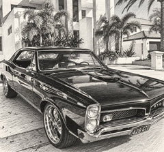 Graphite pencil drawing - car portrait