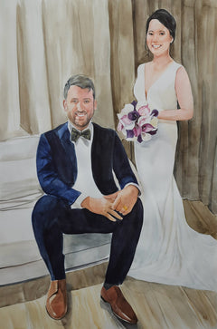Custom Hand-Painted Couple Watercolor Portrait