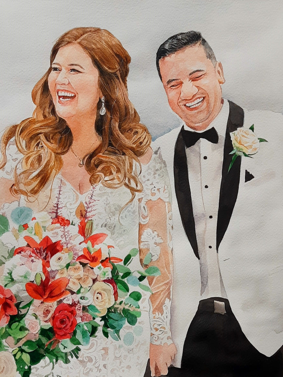 Custom Hand-Painted Couple Watercolor Portrait