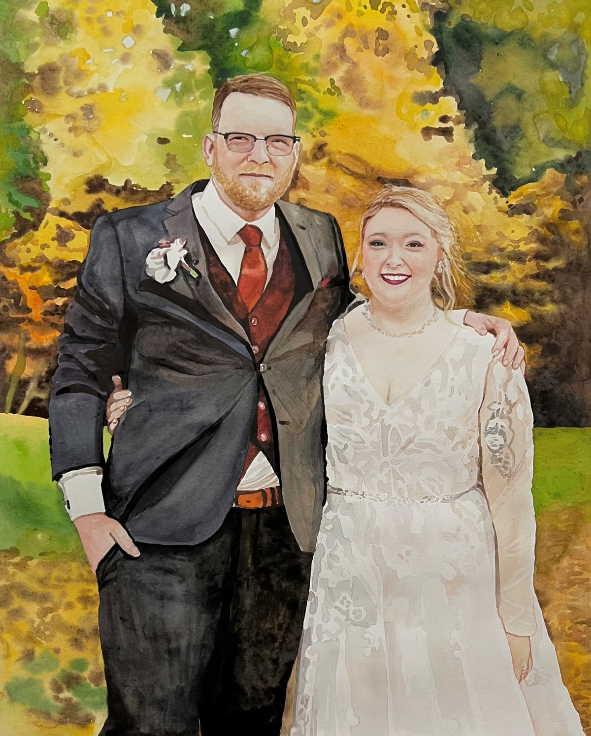 Custom Hand-Painted Couple Watercolor Portrait