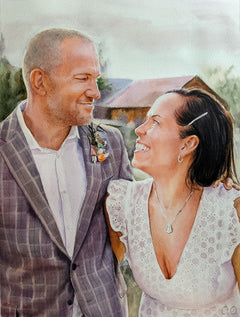 Custom Hand-Painted Couple Watercolor Portrait