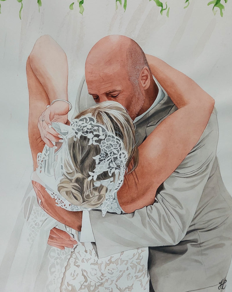 Custom Hand-Painted Couple Watercolor Portrait