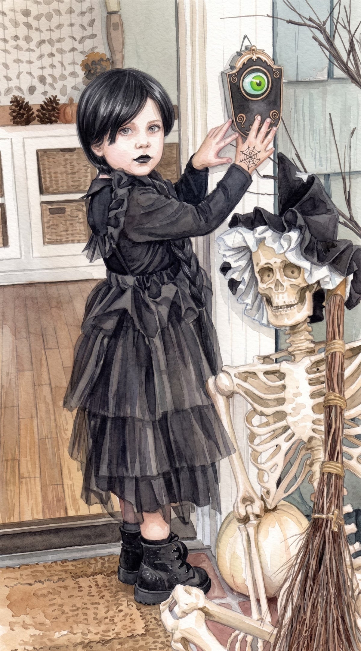 Custom Hand-Painted Halloween Watercolor Portrait