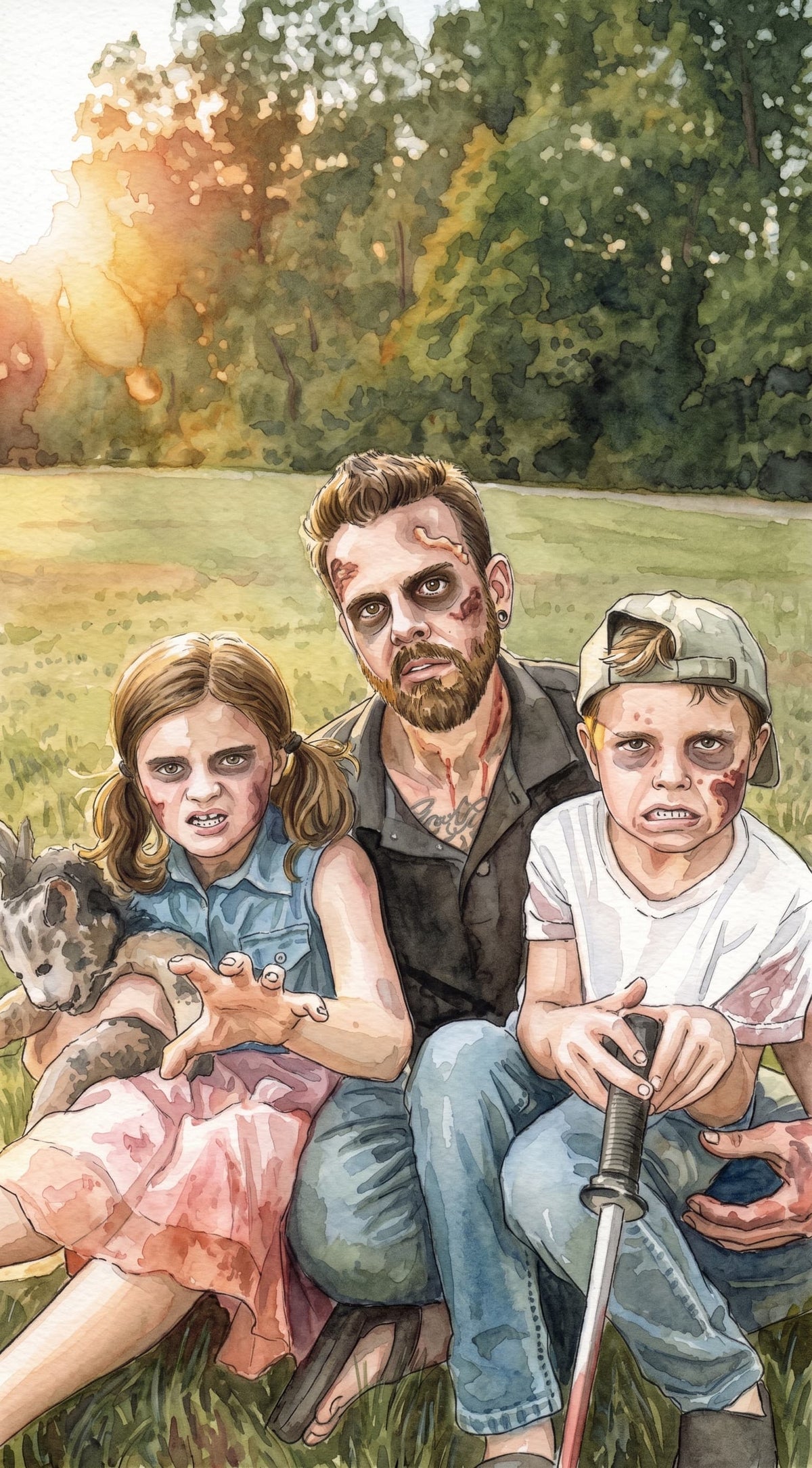 Custom Hand-Painted Halloween Watercolor Portrait
