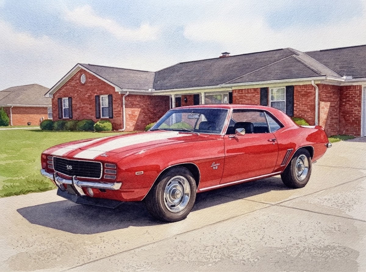 Custom Hand-Painted Car Watercolor Portrait