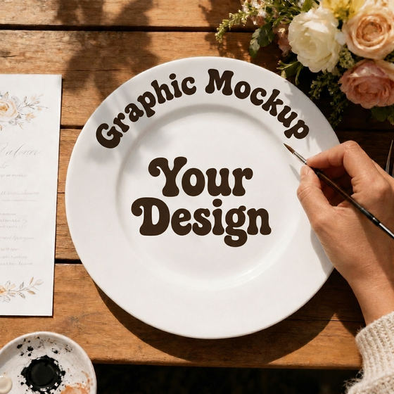 Custom Design wedding plate mockup